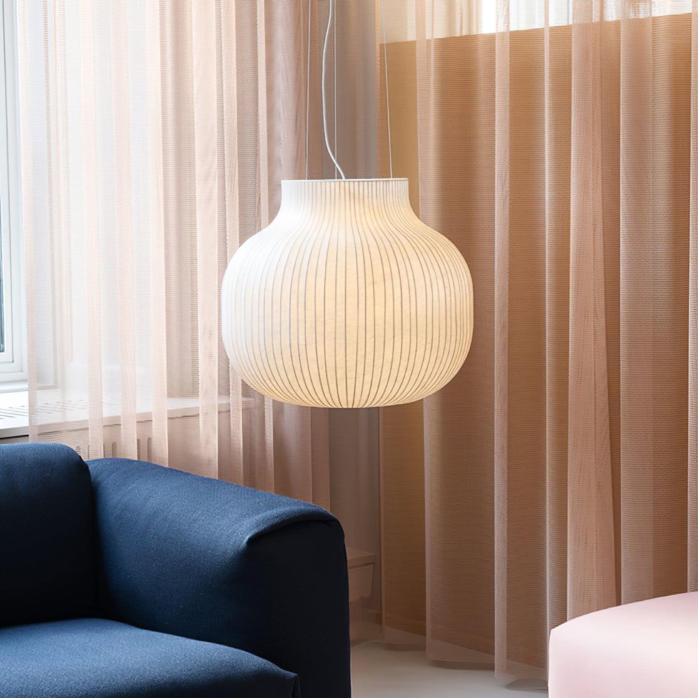 Pendant Light Silk Bell Shade Pleated Curved Modern Minimalist - Neutralighting