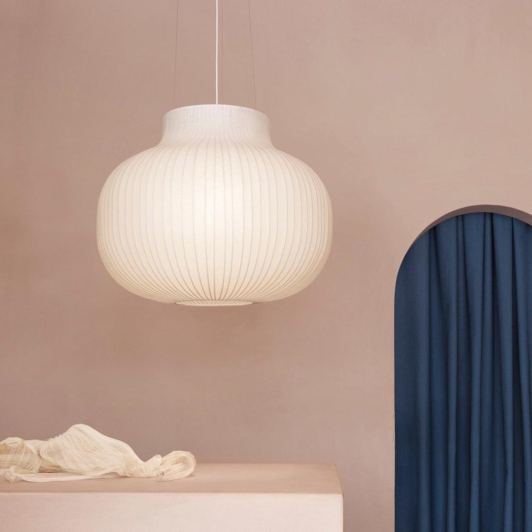 Pendant Light Silk Bell Shade Pleated Curved Modern Minimalist - Neutralighting