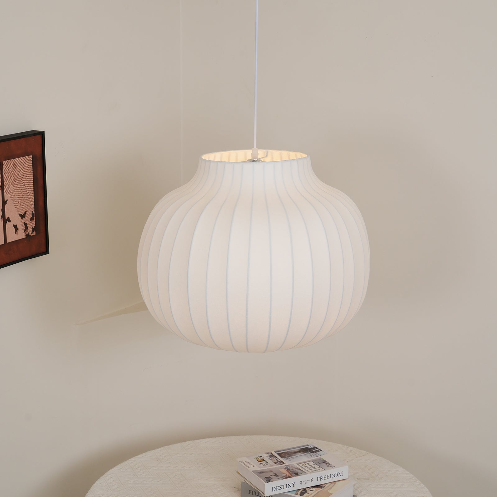 Pendant Light Silk Bell Shade Pleated Curved Modern Minimalist - Neutralighting