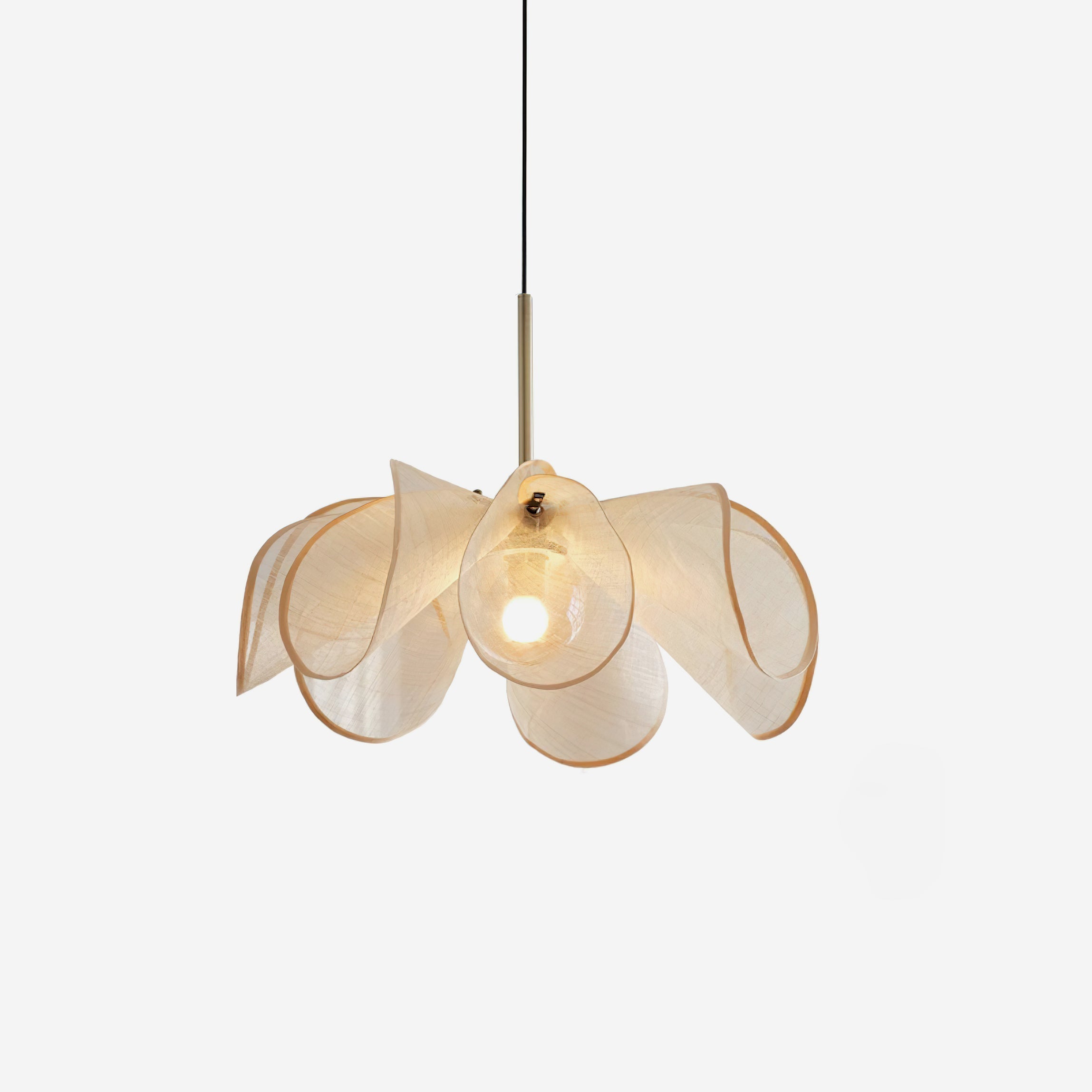 Pendant Lamp Petal Plant Fiber Shade Brown Glass Bohemian - Neutralighting