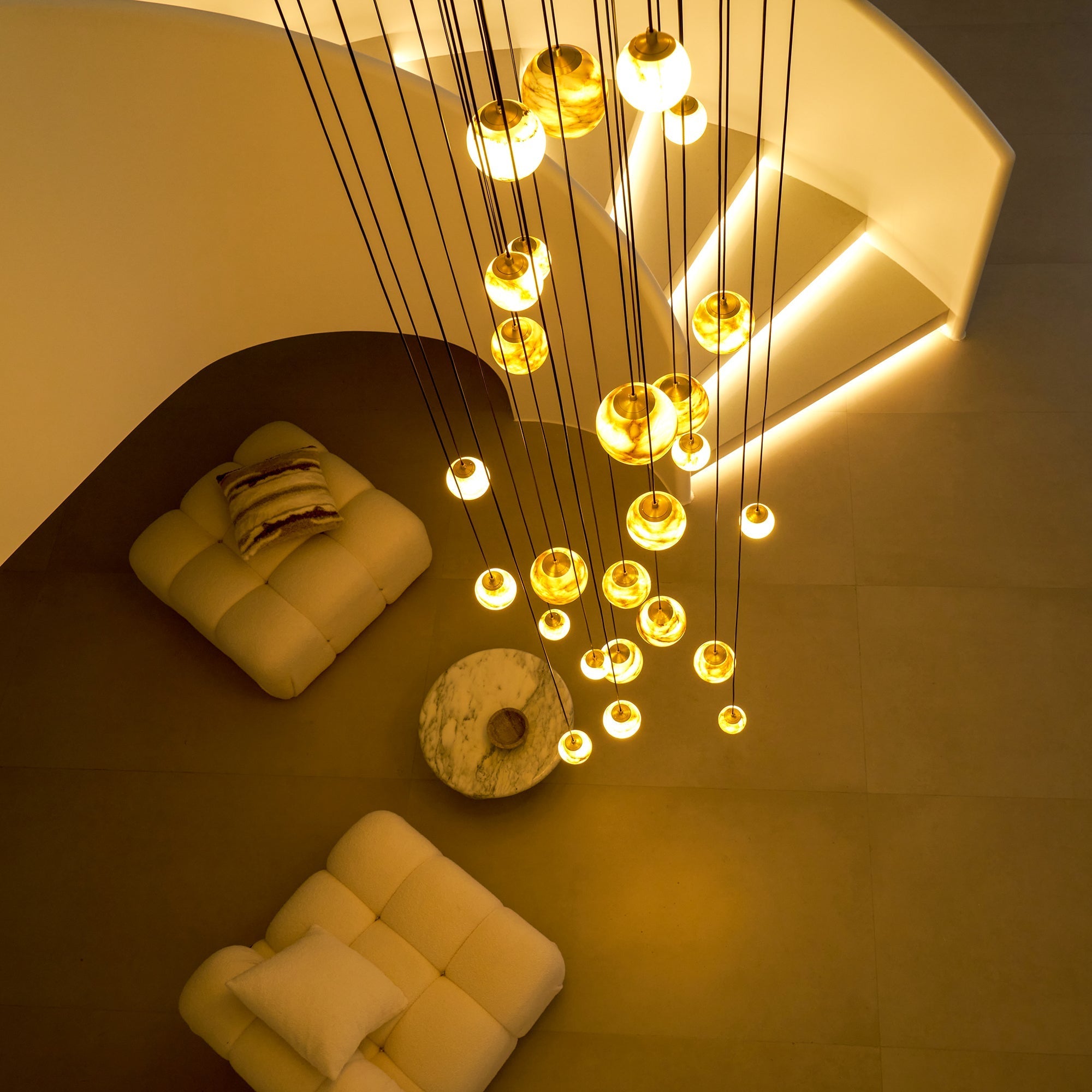 Sultana Chandelier Alabaster Cluster Orb Cascade - Neutralighting