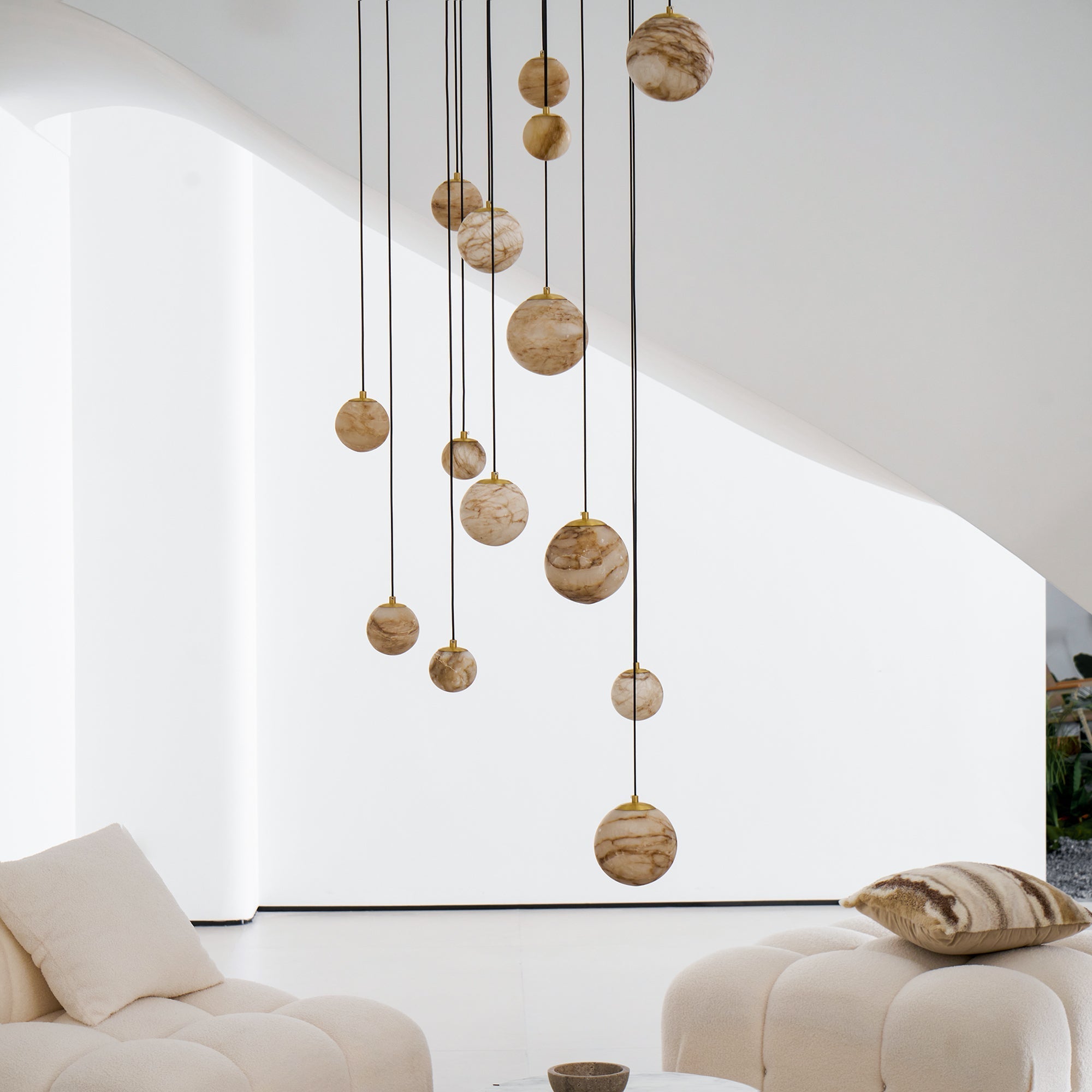 Sultana Chandelier Alabaster Cluster Orb Cascade - Neutralighting