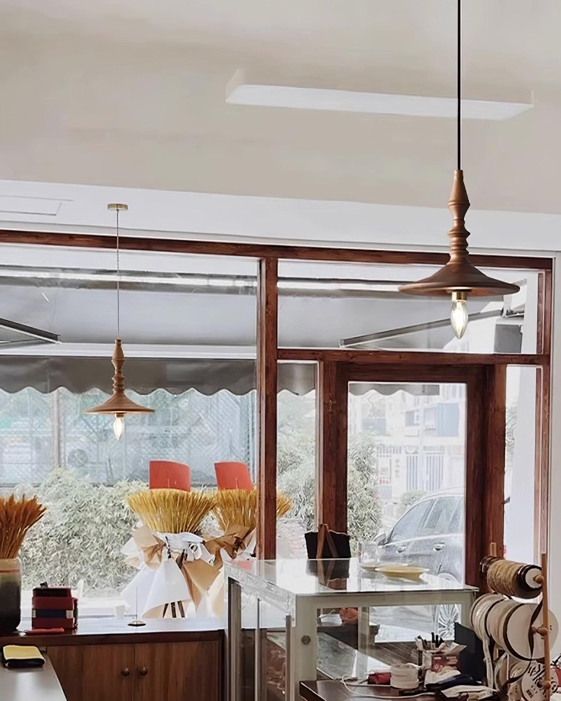 Pendant Lamp Wood Walnut Shade Modern Minimalist Cozy Warm - Neutralighting