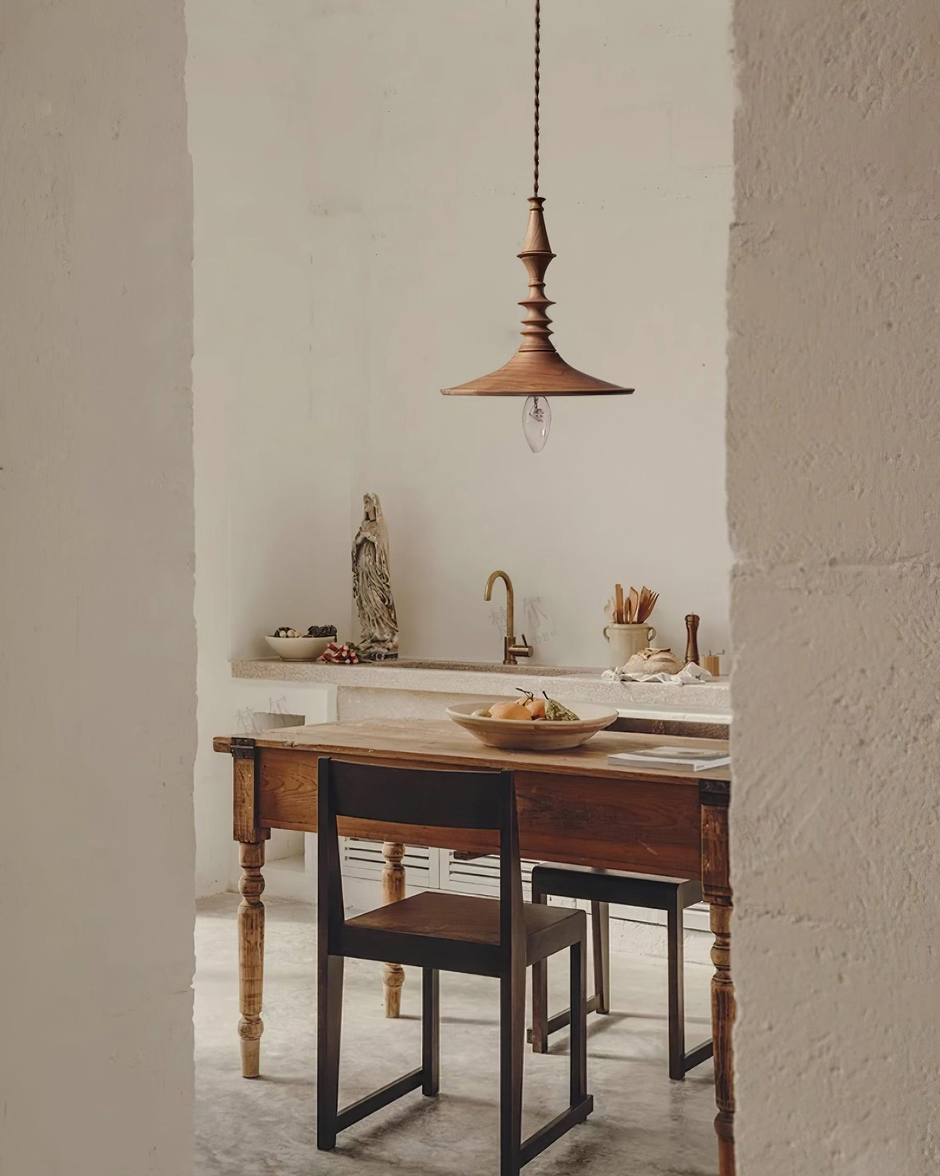 Pendant Lamp Wood Walnut Shade Modern Minimalist Cozy Warm - Neutralighting