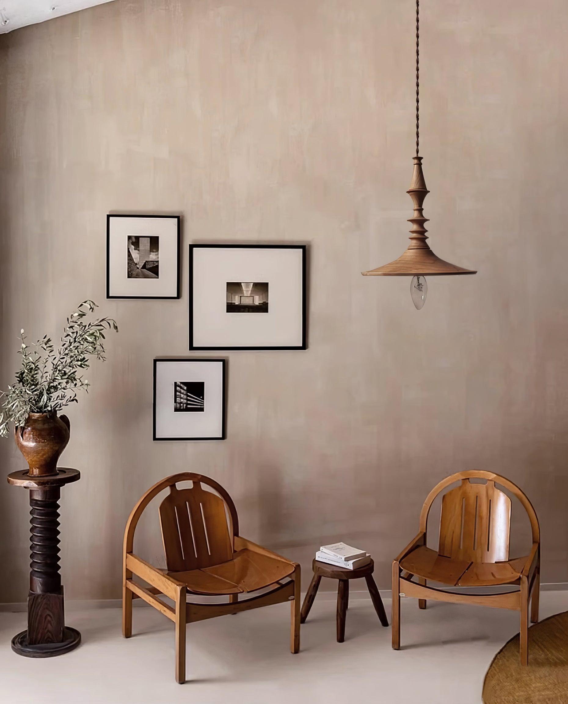 Pendant Lamp Wood Walnut Shade Modern Minimalist Cozy Warm - Neutralighting