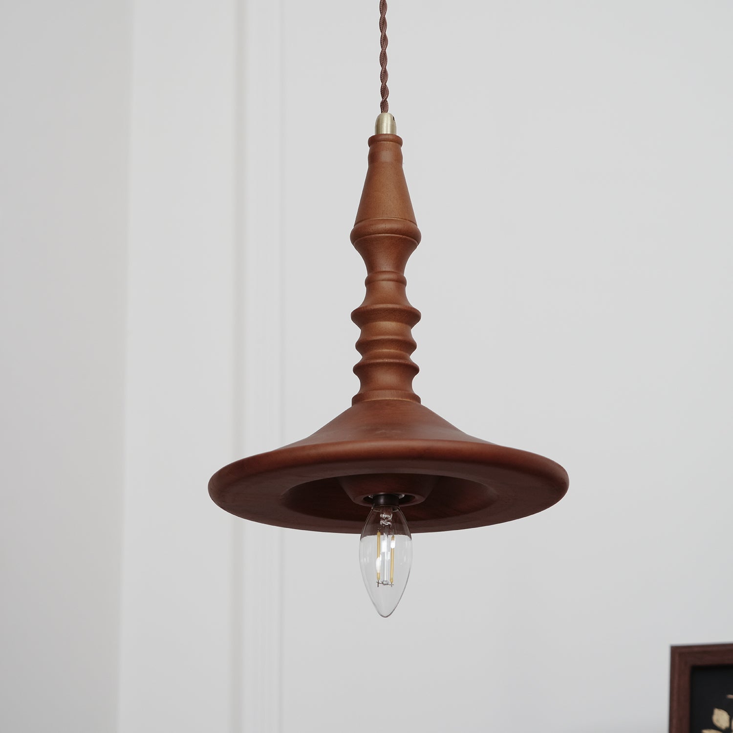 Pendant Lamp Wood Walnut Shade Modern Minimalist Cozy Warm - Neutralighting