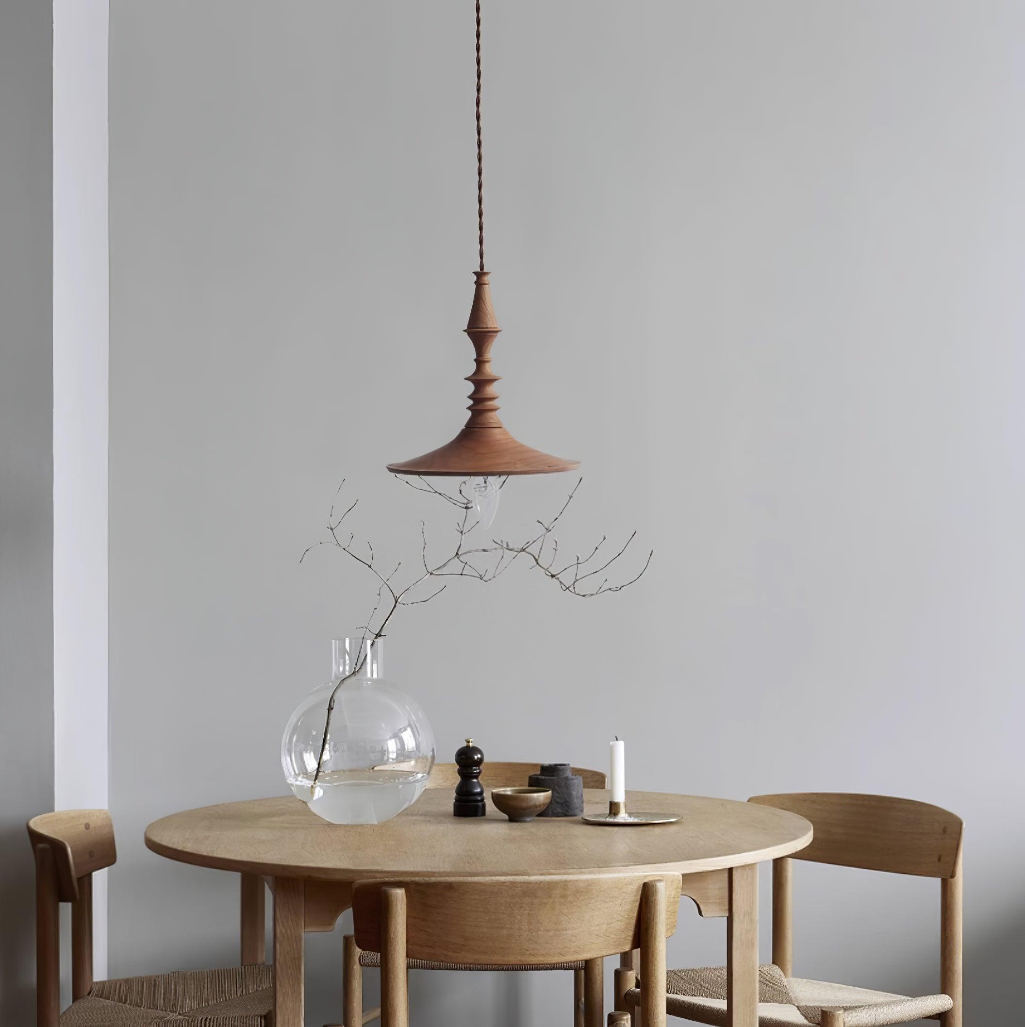 Pendant Lamp Wood Walnut Shade Modern Minimalist Cozy Warm - Neutralighting