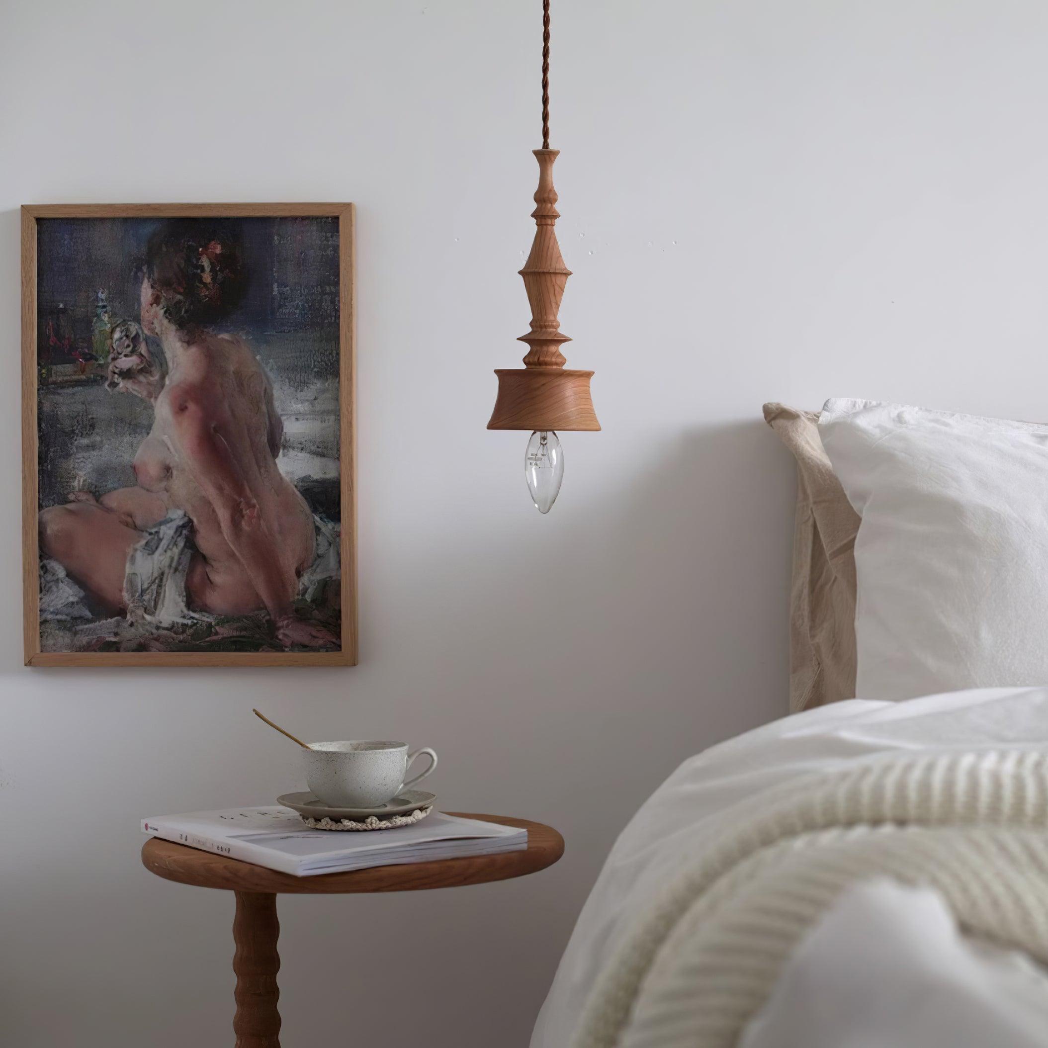 Pendant Lamp Wood Walnut Shade Modern Minimalist Cozy Warm - Neutralighting
