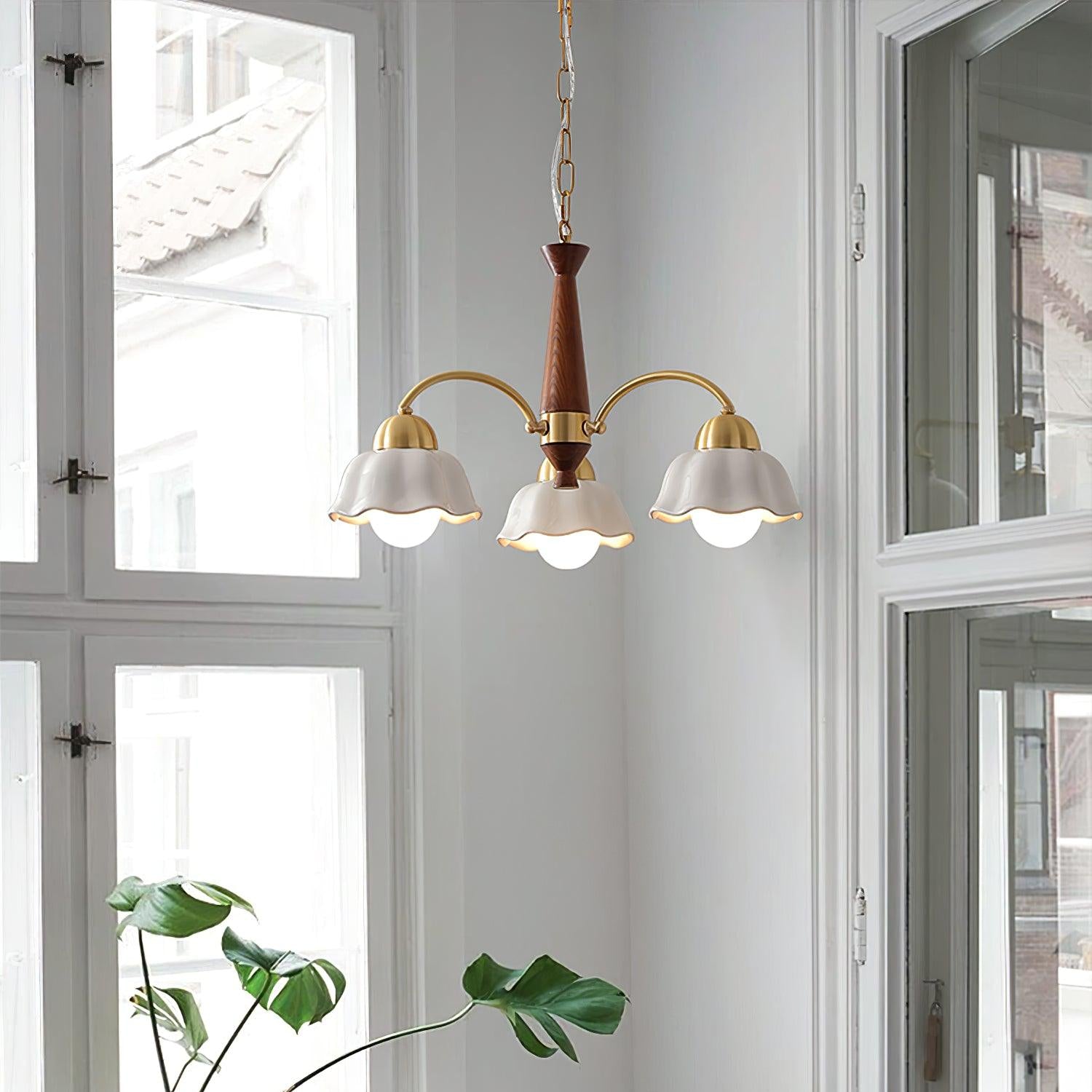 Bellin Floral Chandeliers Wood Ceramic - Neutralighting