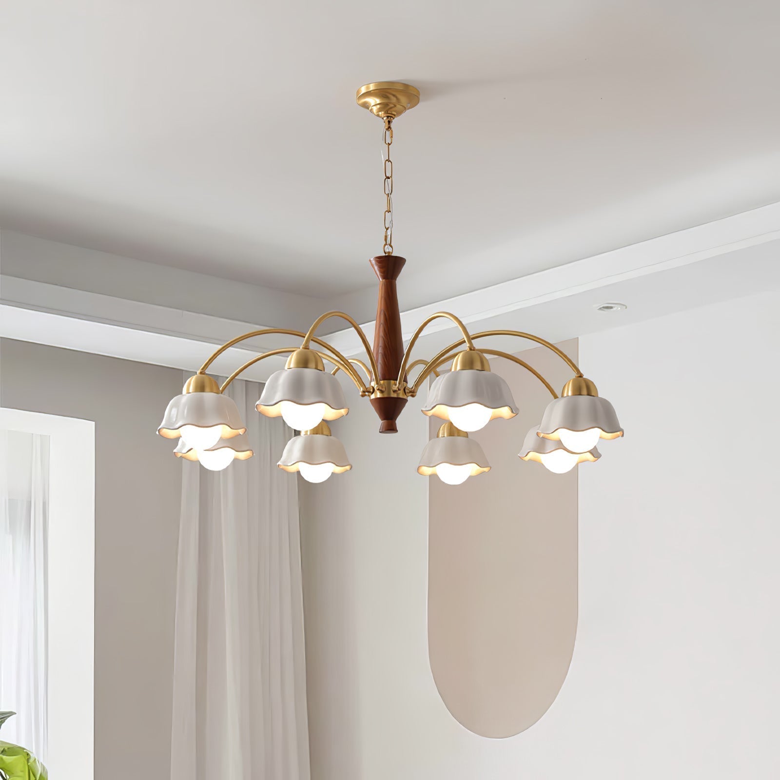 Bellin Floral Chandeliers Wood Ceramic - Neutralighting