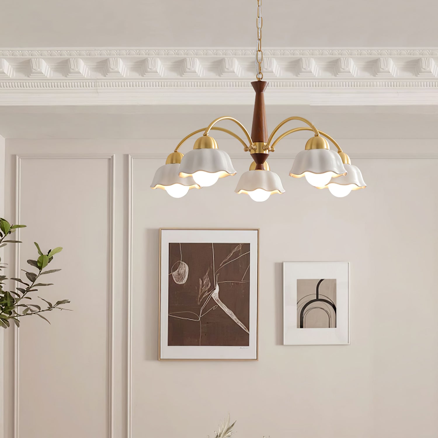 Bellin Floral Chandeliers Wood Ceramic - Neutralighting