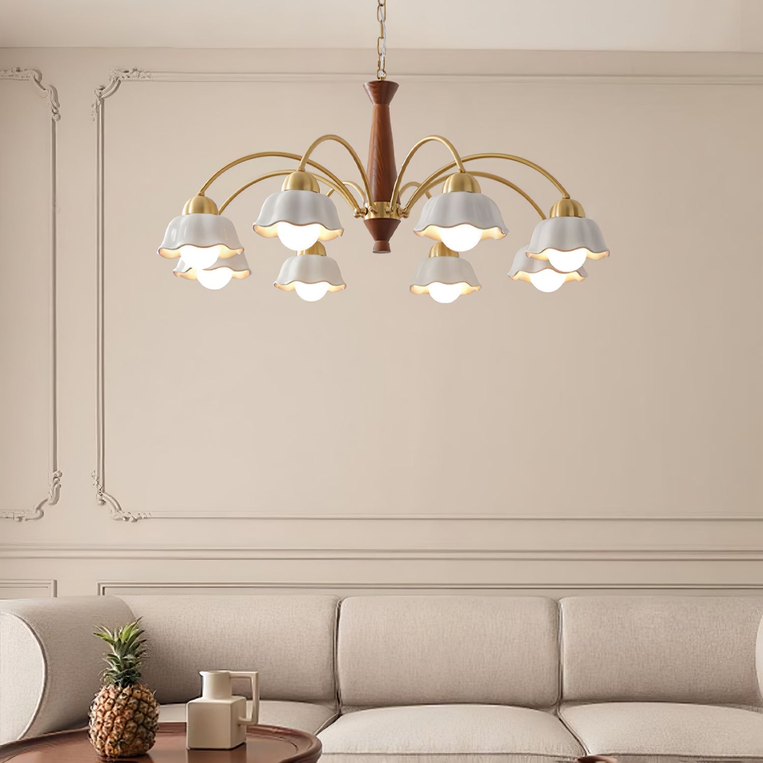 Bellin Floral Chandeliers Wood Ceramic - Neutralighting