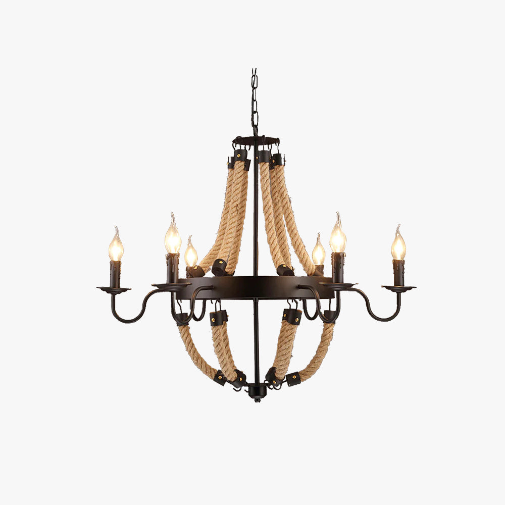 Epoch Industrial LED Pendant Light Metal/Rope Black Living Room/Bar - Neutralighting