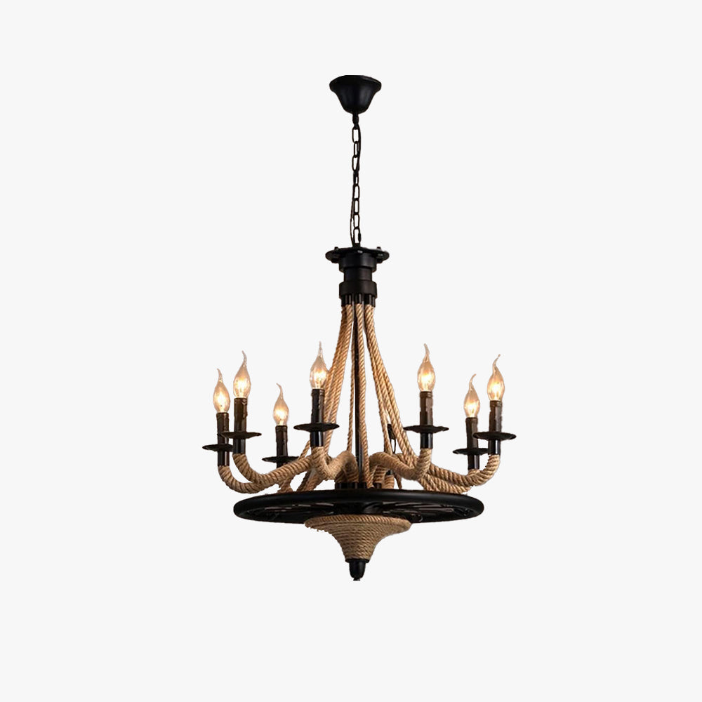 Epoch Antique LED Pendant Light Black Metal/Rope Bar - Neutralighting