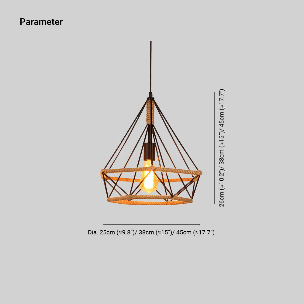 Epoch Countryside Diamond Pendant Light Black Metal Kitchen/Cafe - Neutralighting