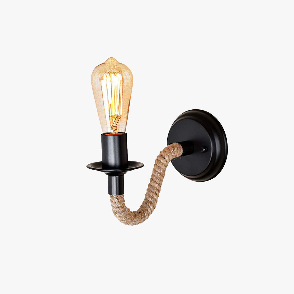 Epoch Vintage Indoor Wall Lamp Black Metal/Rope Indoor/Hallway - Neutralighting