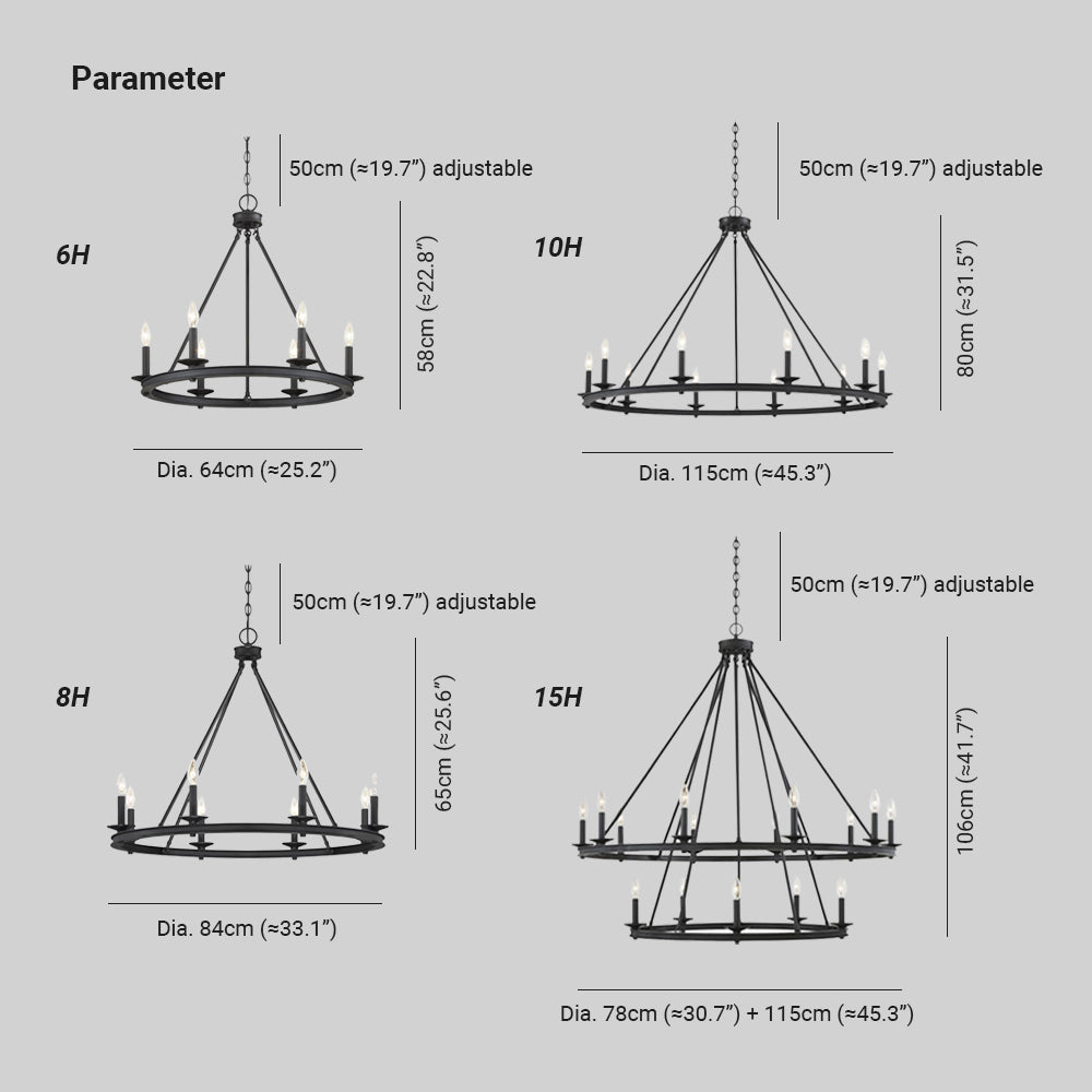 Silva Modern Candles Chandelier Black Metal Living Room/Bedroom - Neutralighting