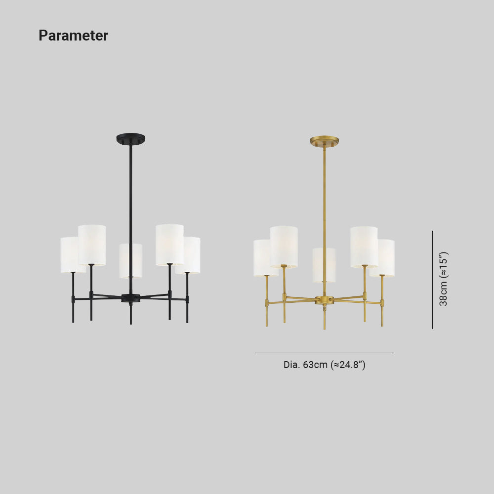 Silva Modern LED Chandelier Black/Gold Metal/Fabric Bedroom/Living Room - Neutralighting