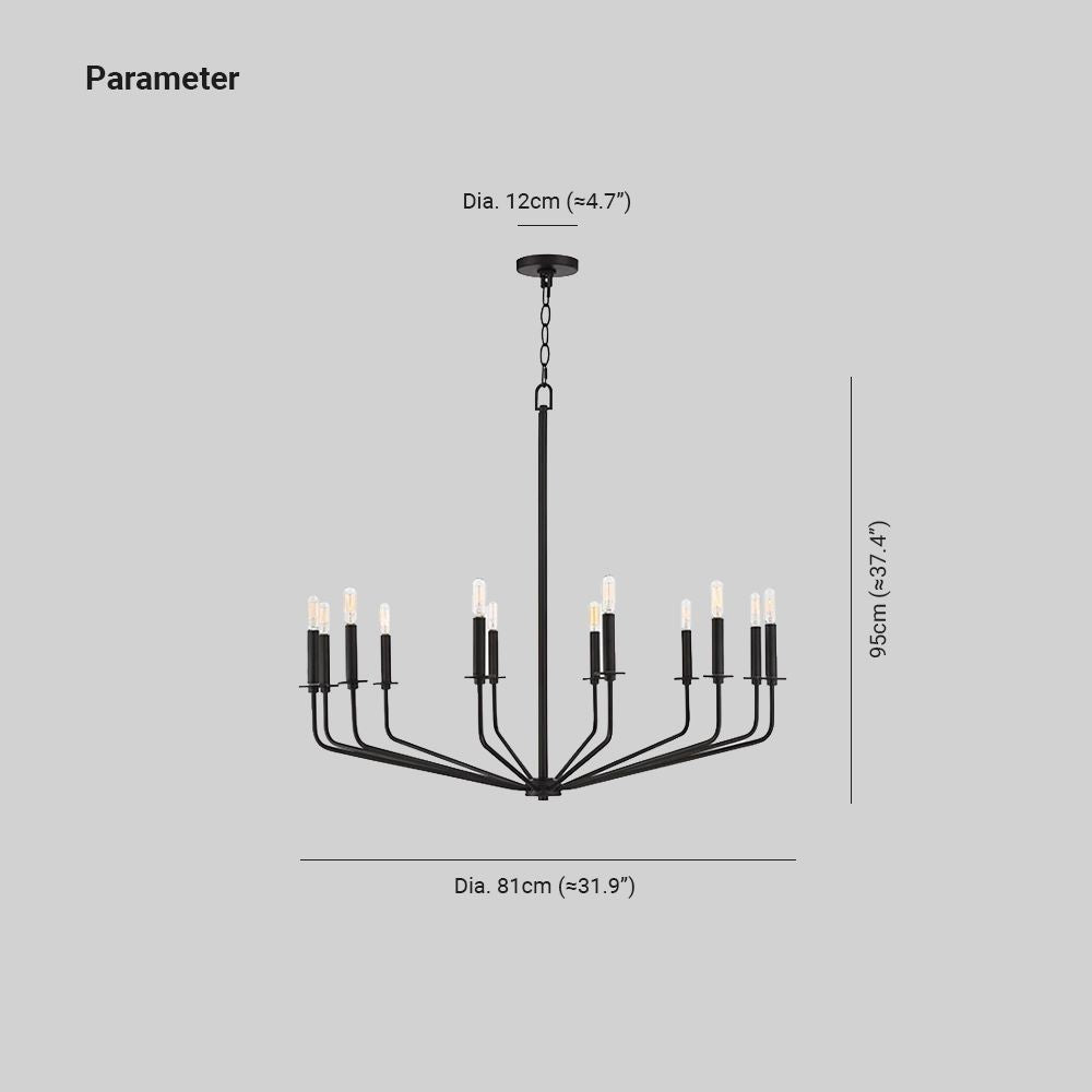 Silva Modern Industrial LED Chandelier Black Metal Living Room - Neutralighting