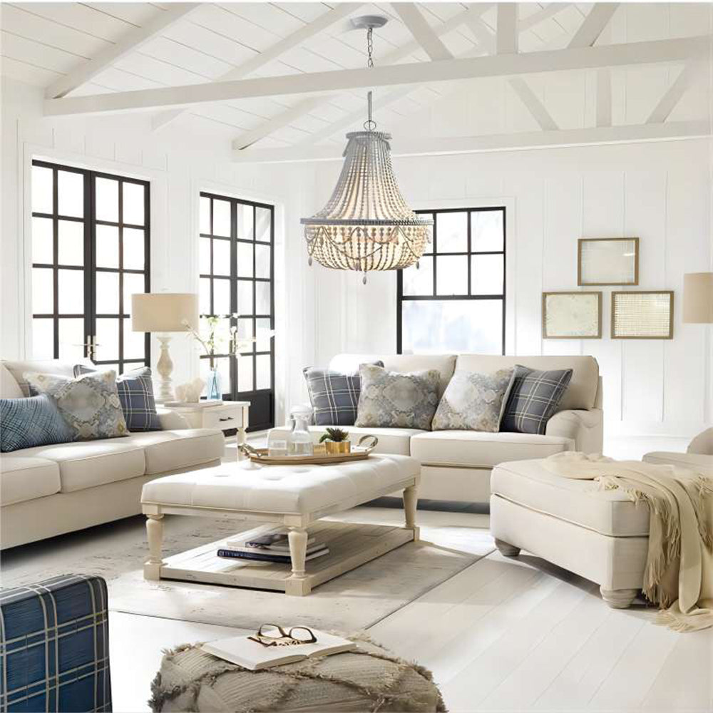 Silva Retro Luxury Atmosphere Metal/Wood Pendant Light, Old White - Neutralighting