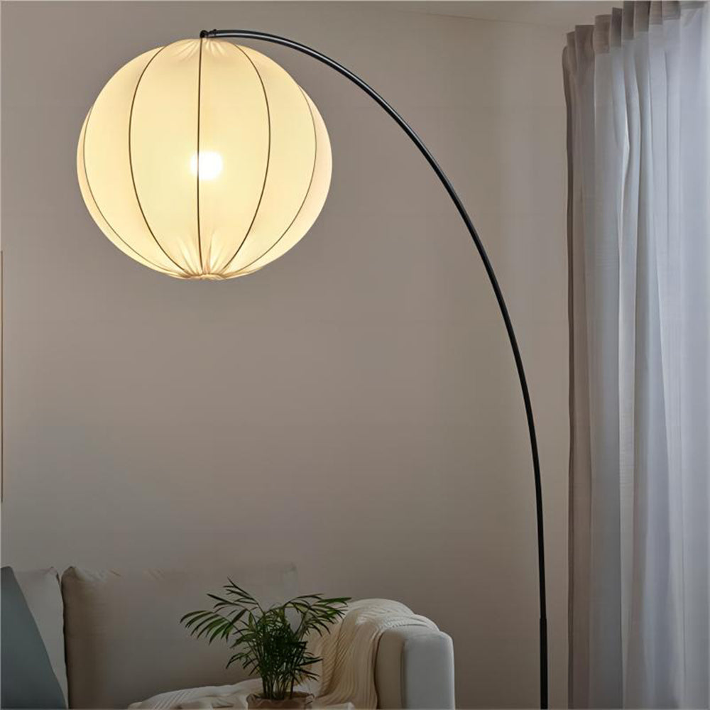 Ritta Modern Minimalist Sphere Metal/Fabric Pendant Light, White - Neutralighting