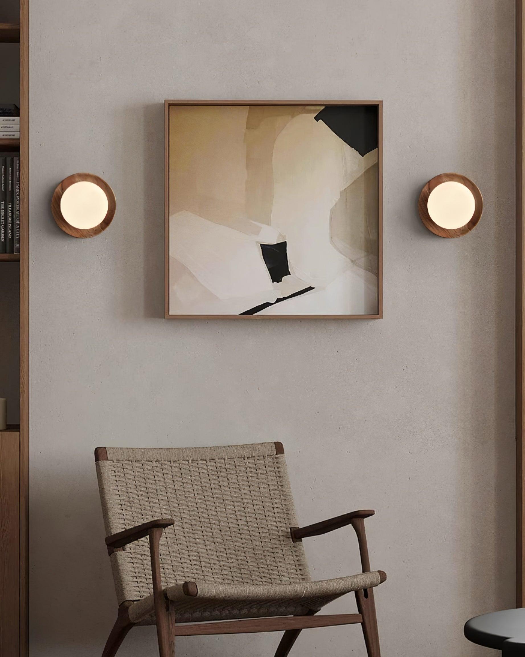 Wall Lamp Metal Body with Wood Rim Minimalist Style - Neutralighting