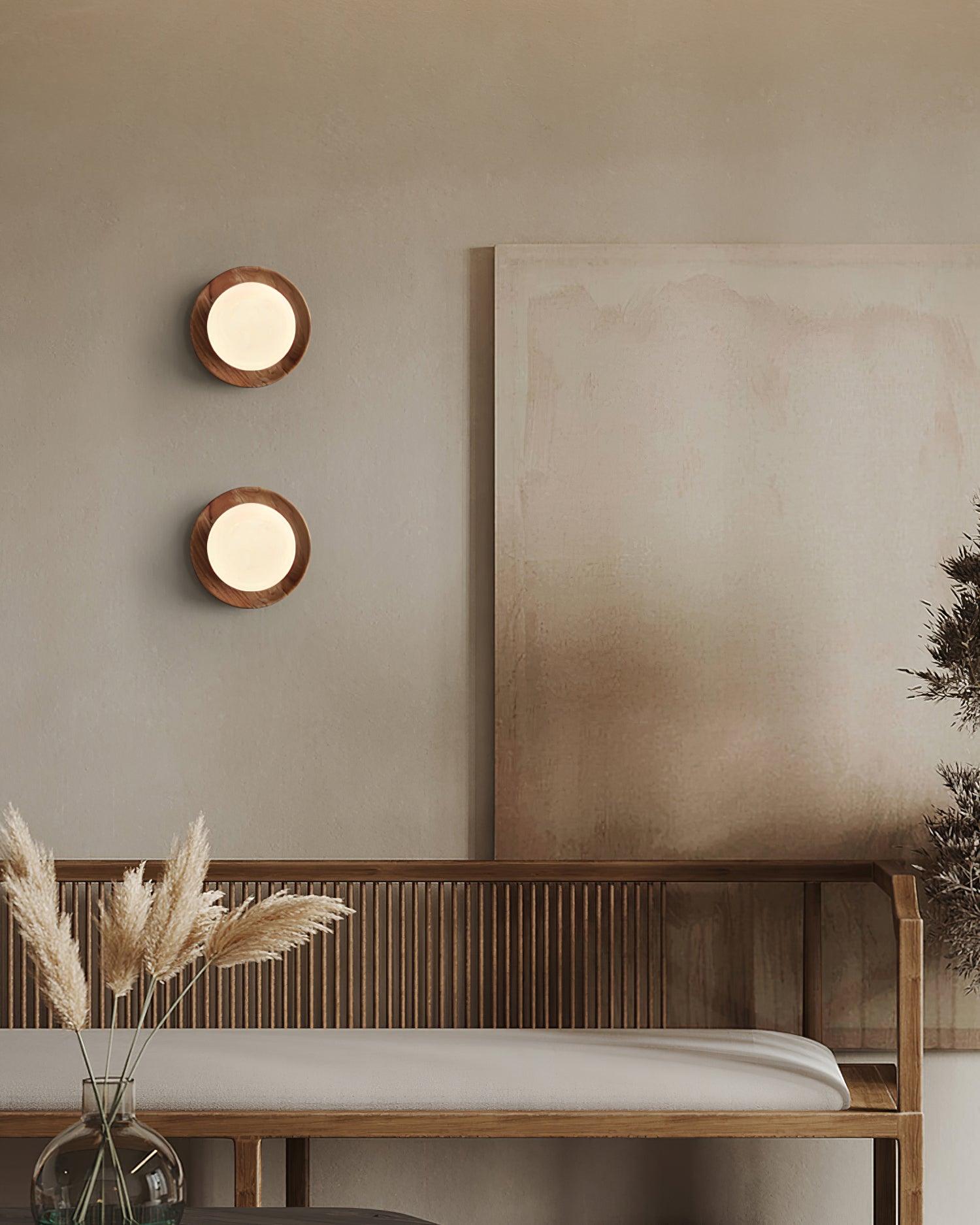 Wall Lamp Metal Body with Wood Rim Minimalist Style - Neutralighting
