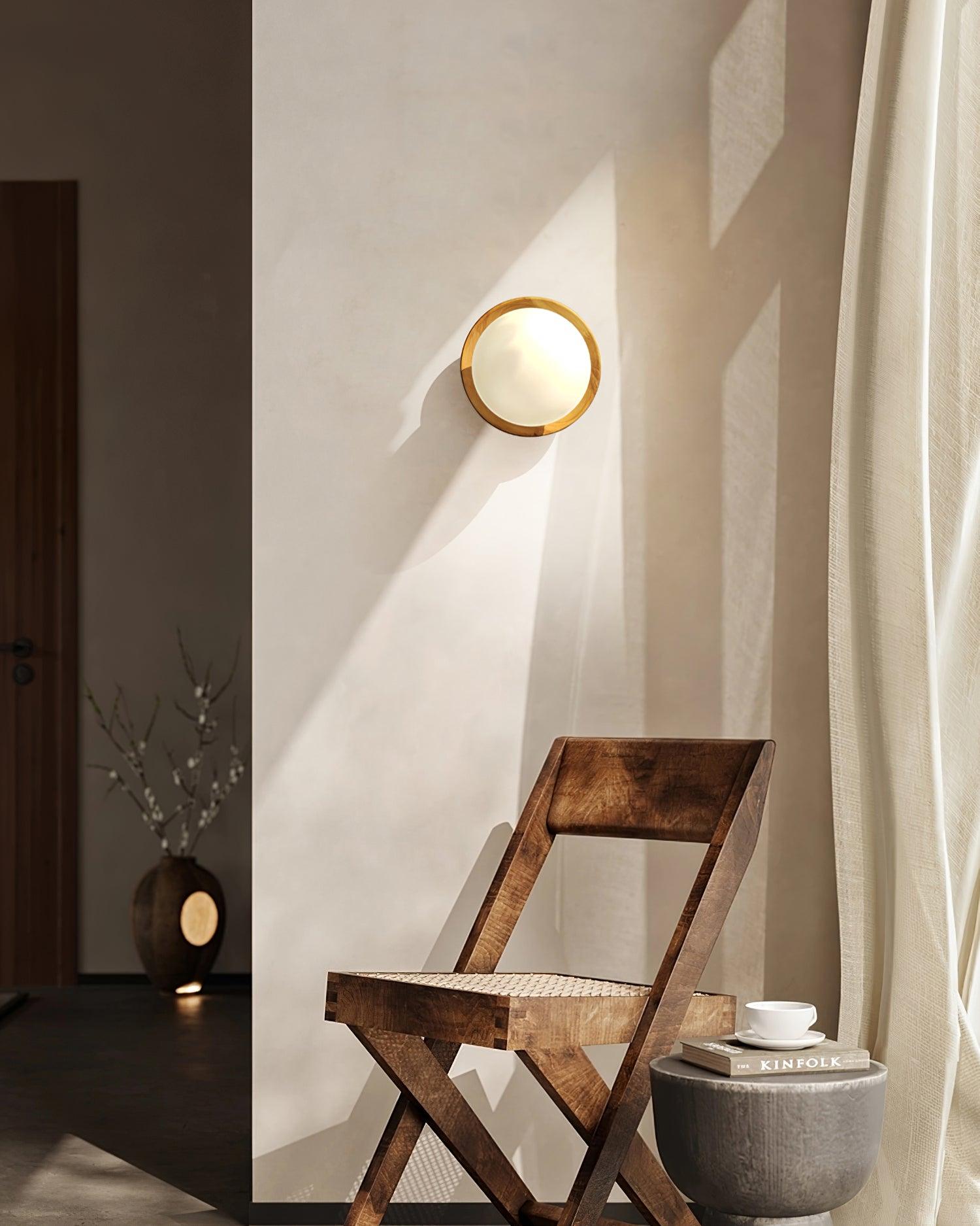 Wall Lamp Metal Body with Wood Rim Minimalist Style - Neutralighting