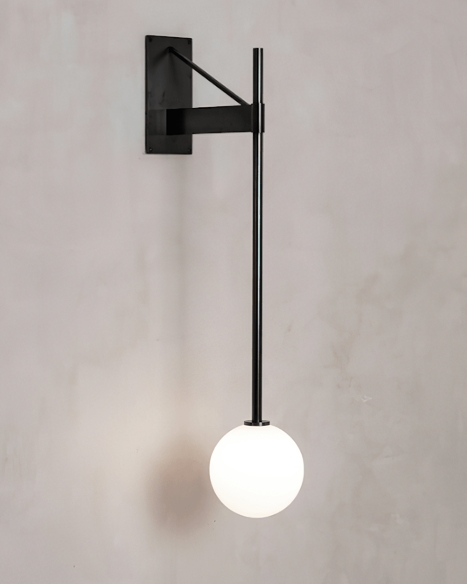 Wall Lamp Metal Rod Glass Globe Minimal Lamp Fixture Bedside - Neutralighting