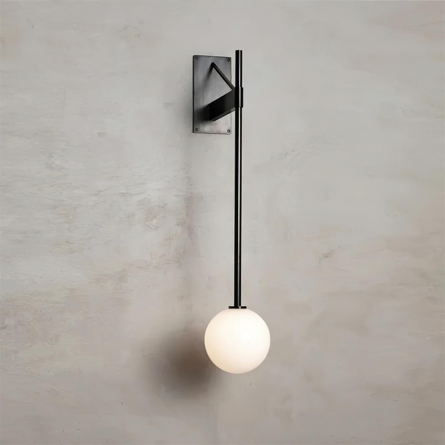 Wall Lamp Metal Rod Glass Globe Minimal Lamp Fixture Bedside - Neutralighting