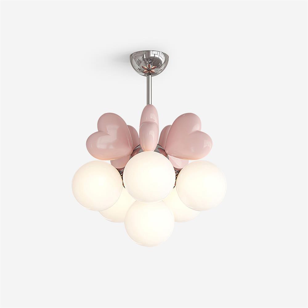 Chandelier Heart Accents Globe Shades Playful Modern Kids Room - Neutralighting