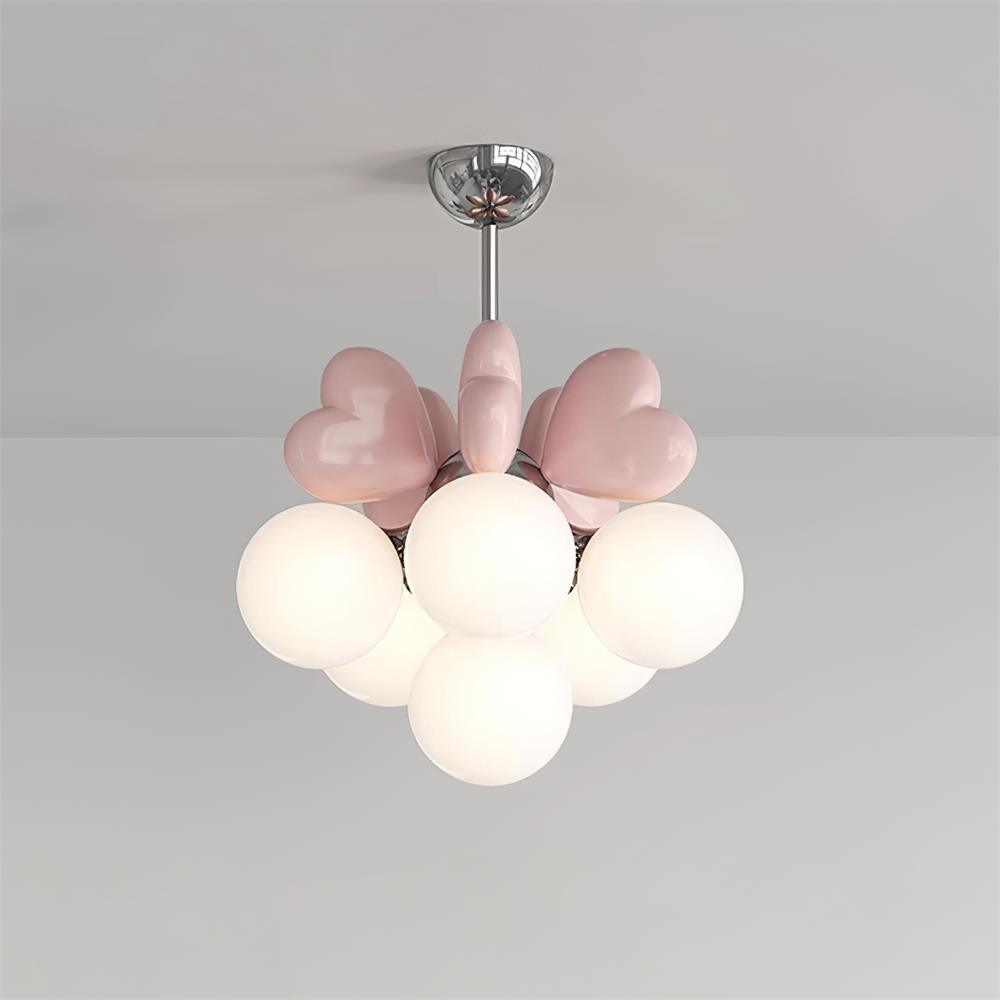 Chandelier Heart Accents Globe Shades Playful Modern Kids Room - Neutralighting