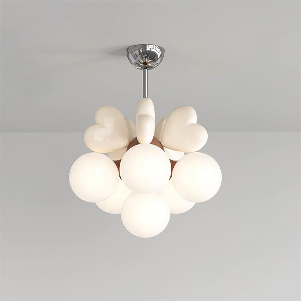 Chandelier Heart Accents Globe Shades Playful Modern Kids Room - Neutralighting