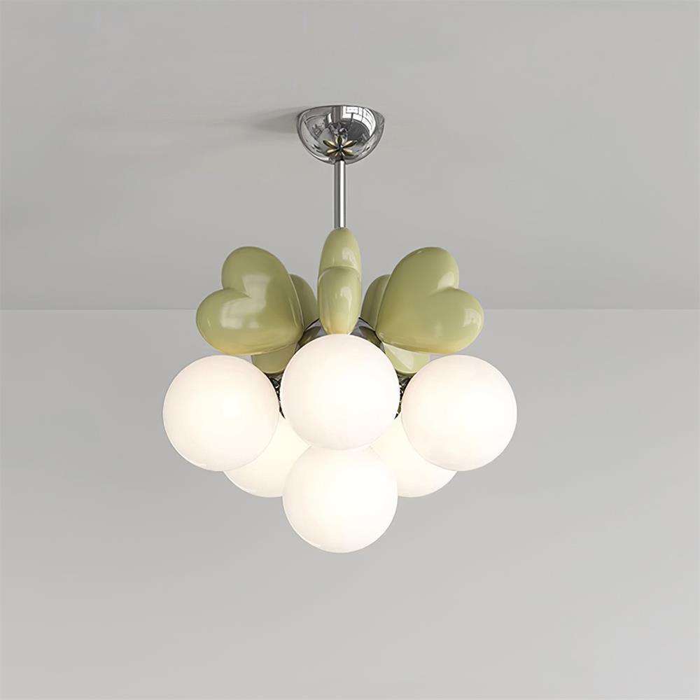 Chandelier Heart Accents Globe Shades Playful Modern Kids Room - Neutralighting