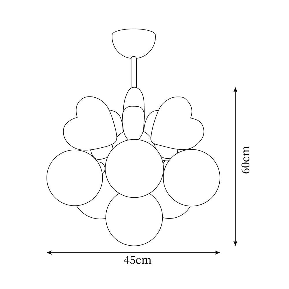 Chandelier Heart Accents Globe Shades Playful Modern Kids Room - Neutralighting