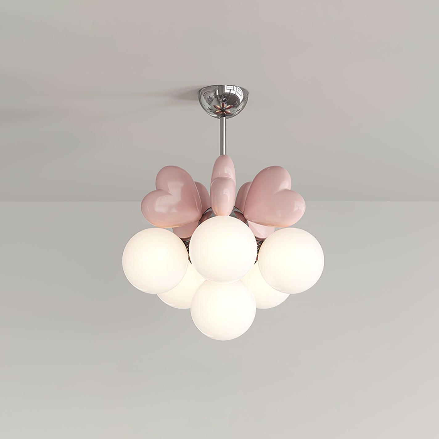 Chandelier Heart Accents Globe Shades Playful Modern Kids Room - Neutralighting