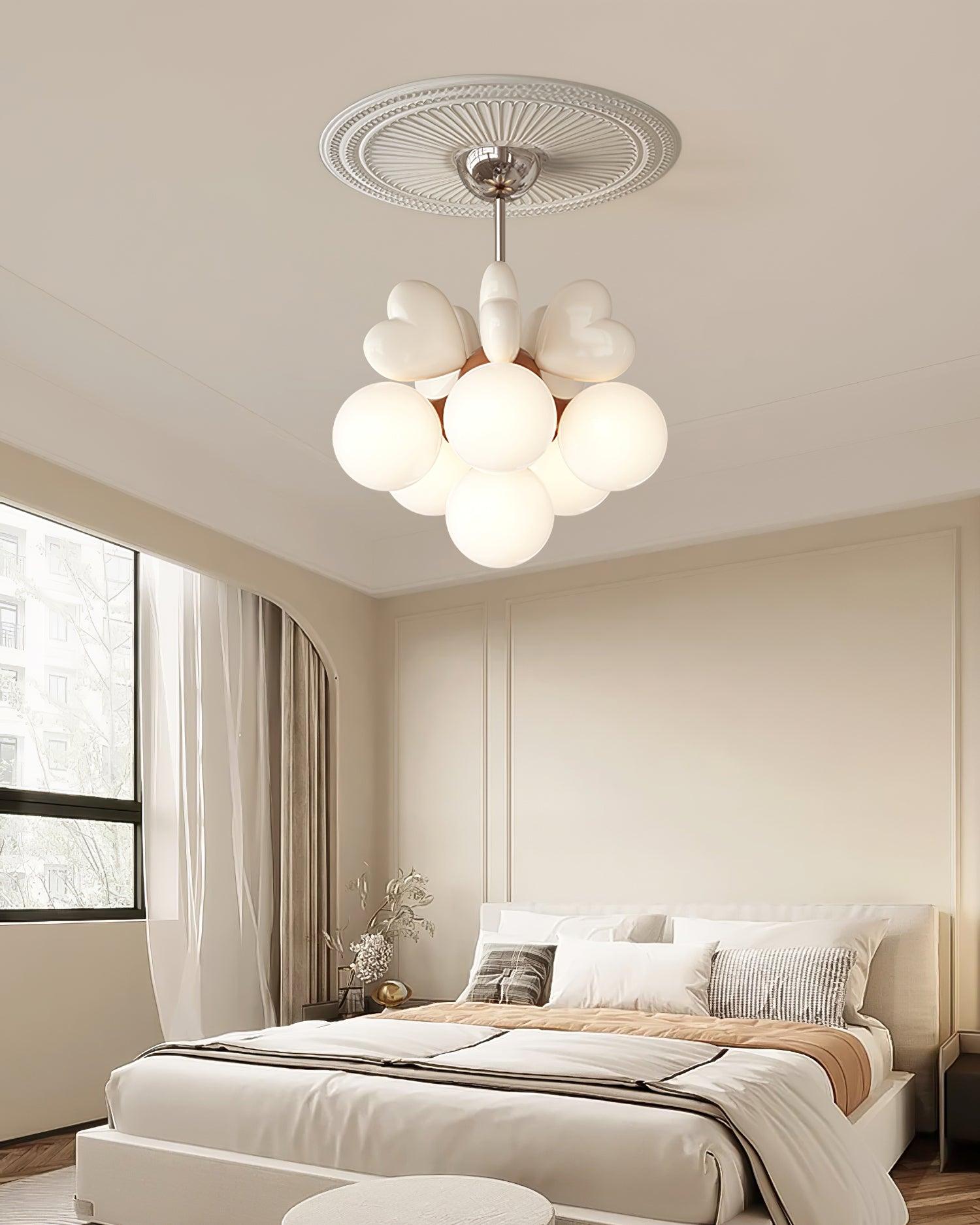 Chandelier Heart Accents Globe Shades Playful Modern Kids Room - Neutralighting