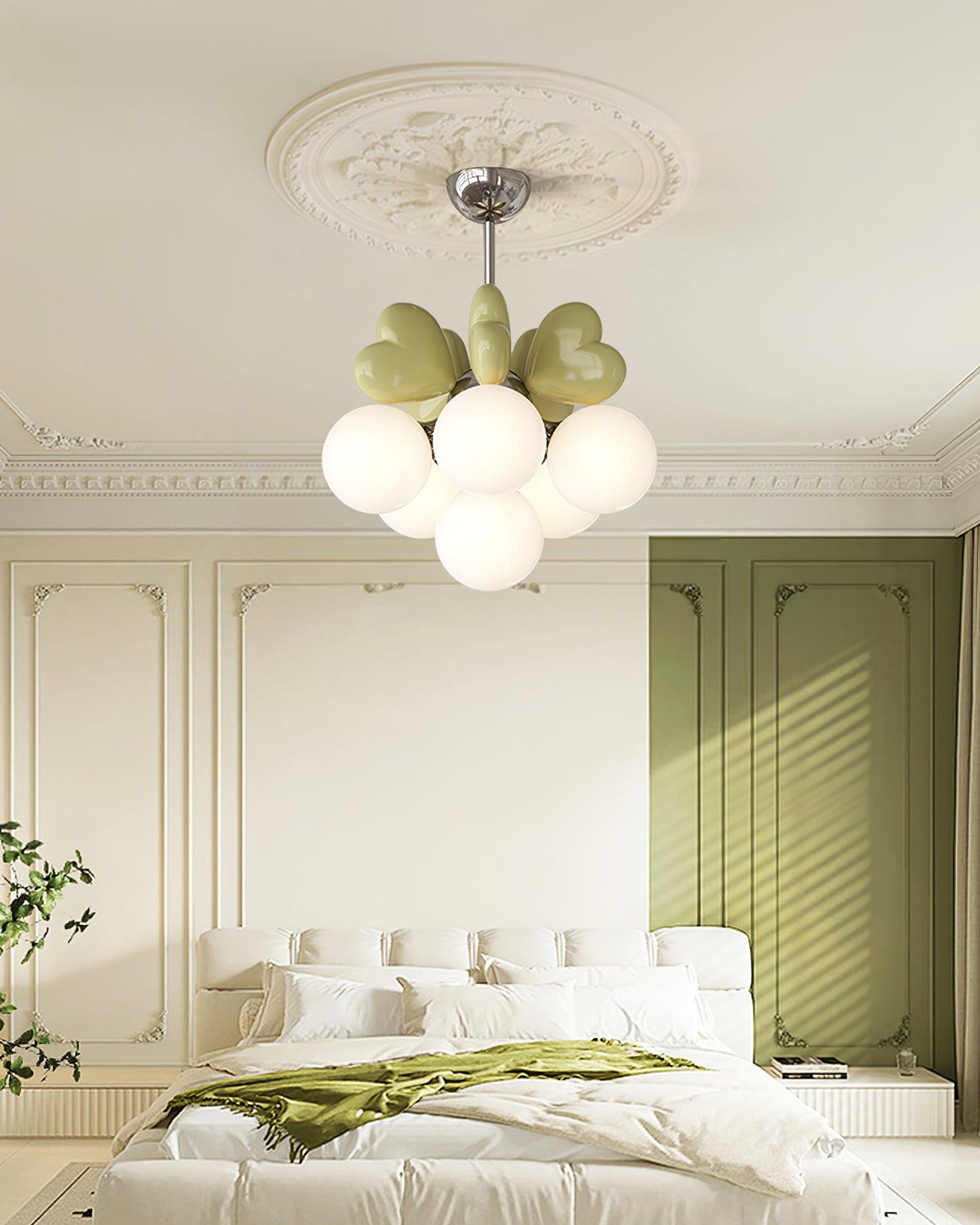 Chandelier Heart Accents Globe Shades Playful Modern Kids Room - Neutralighting