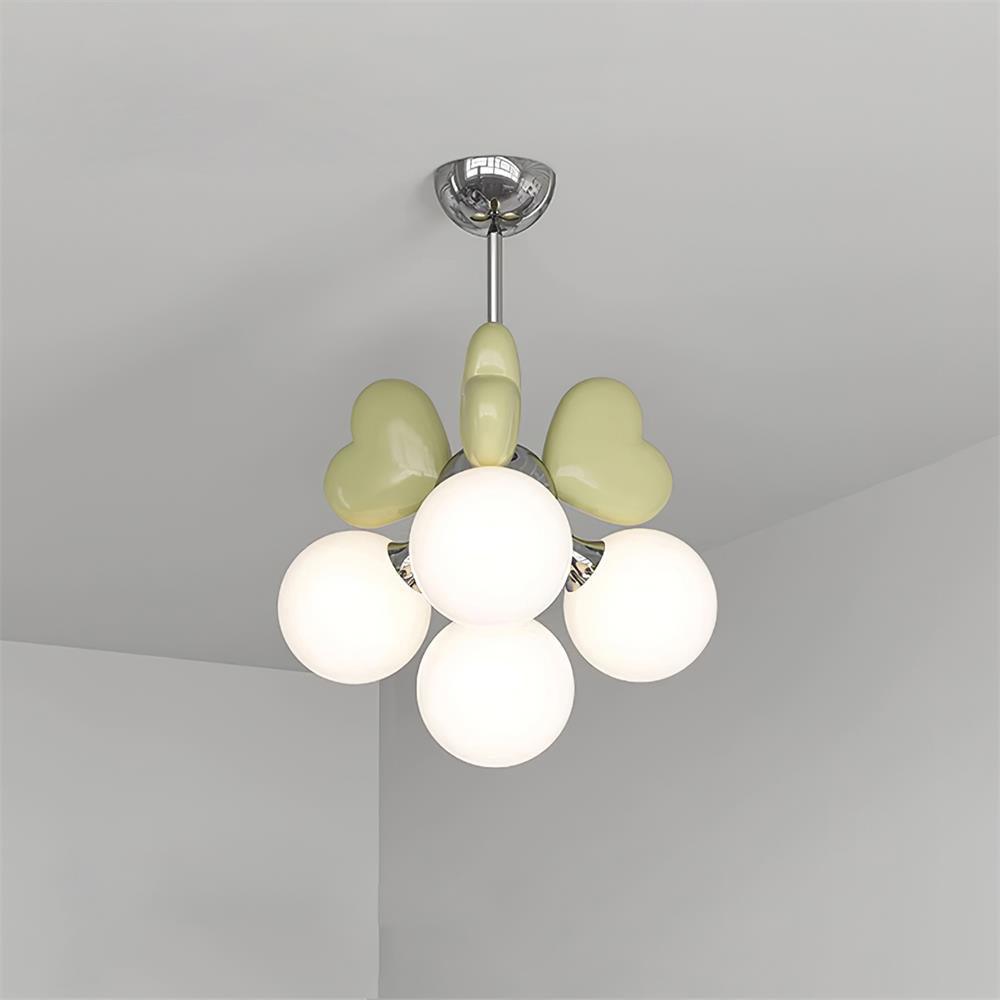 Chandelier Heart Accents Globe Shades Playful Modern Kids Room - Neutralighting