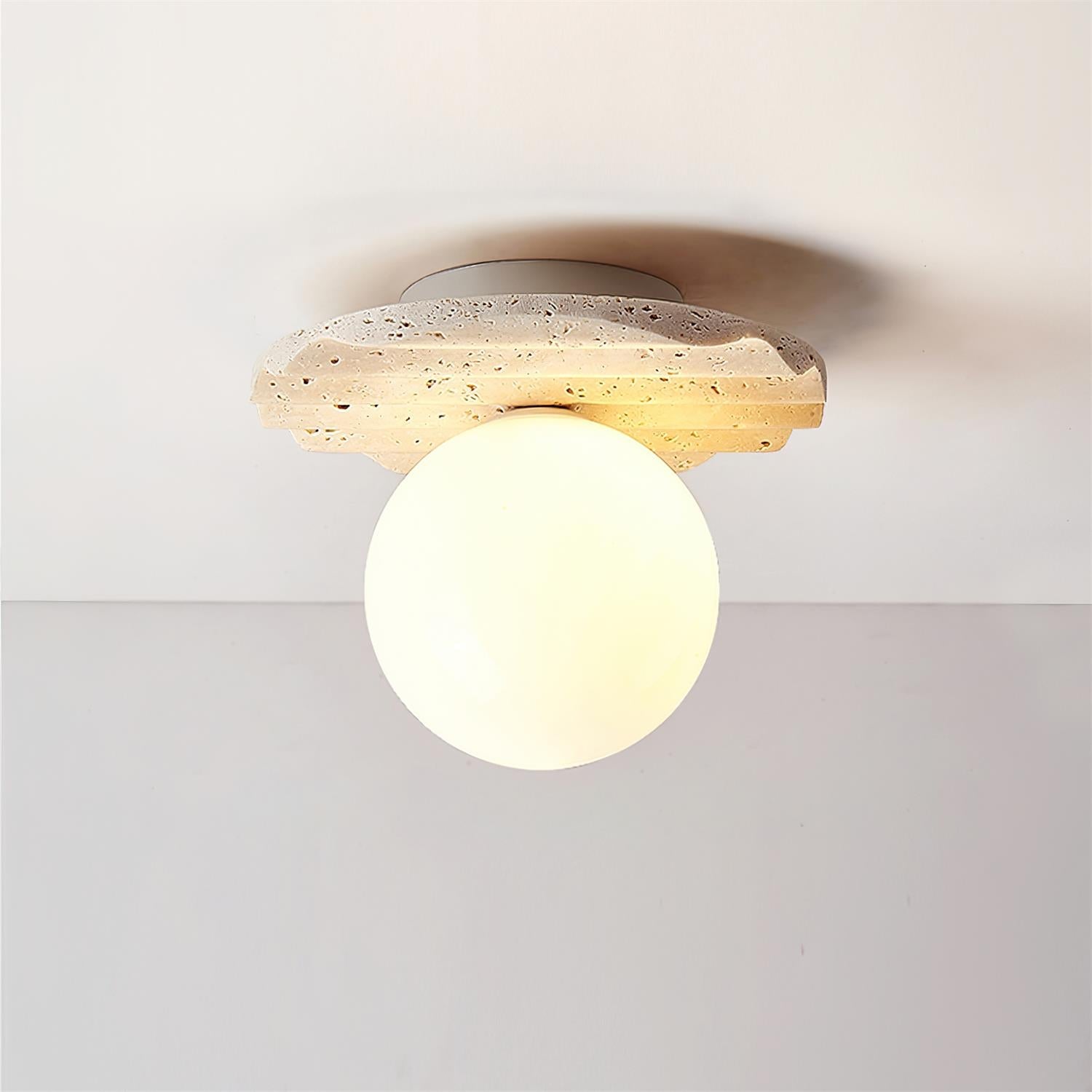 Ritta Ceiling Light Travertine Glass - Neutralighting
