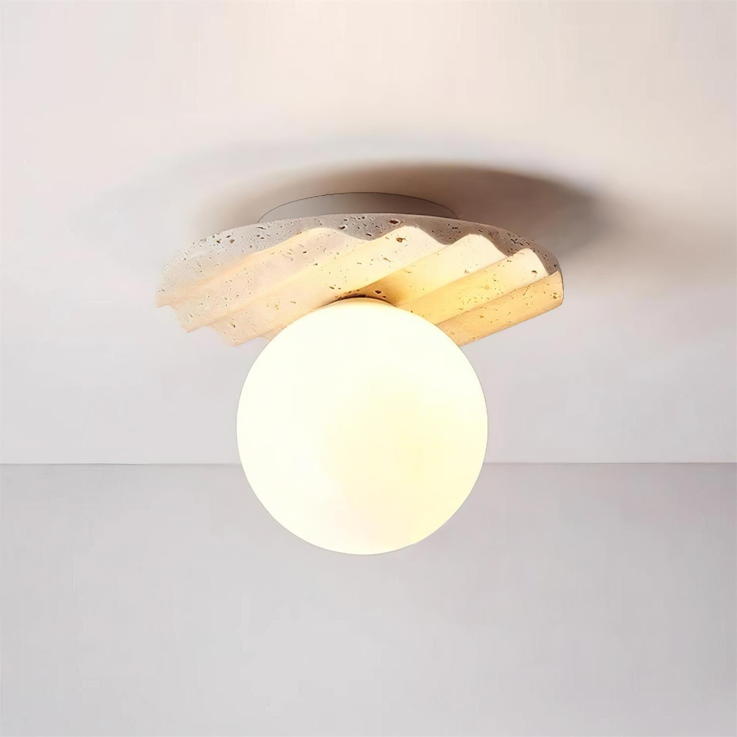 Ritta Ceiling Light Travertine Glass - Neutralighting