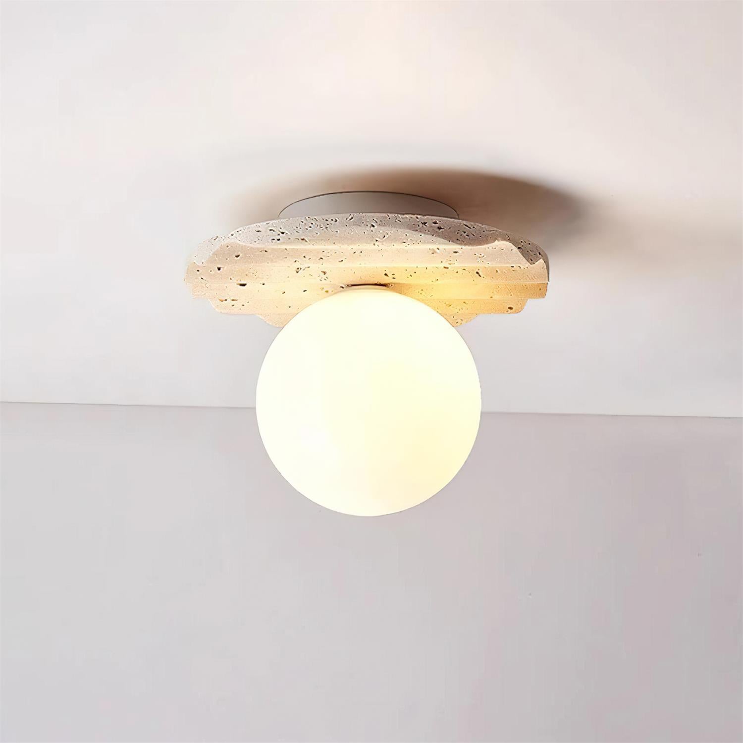 Ritta Ceiling Light Travertine Glass - Neutralighting