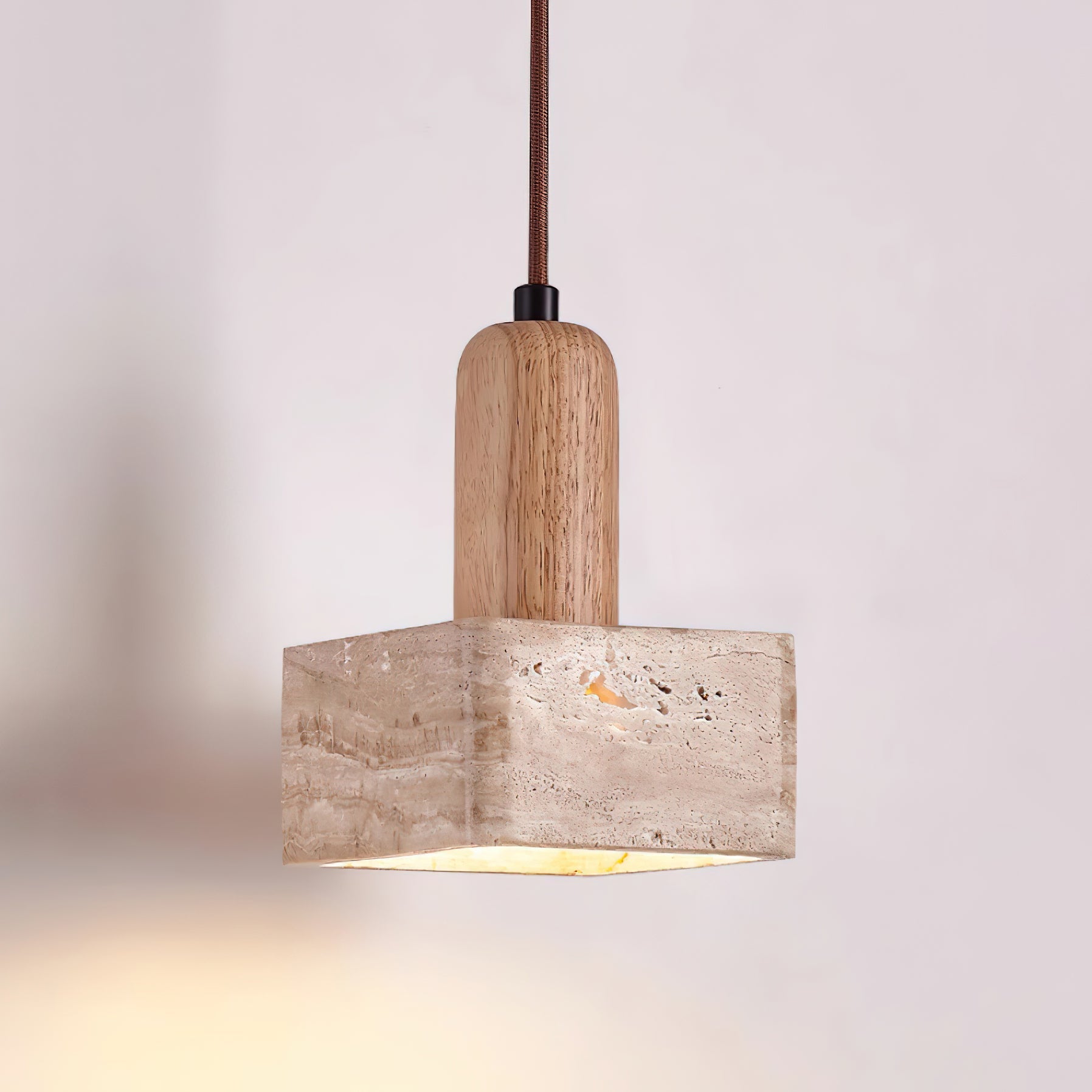 Ritta Square Travertine Pendant Light - Neutralighting