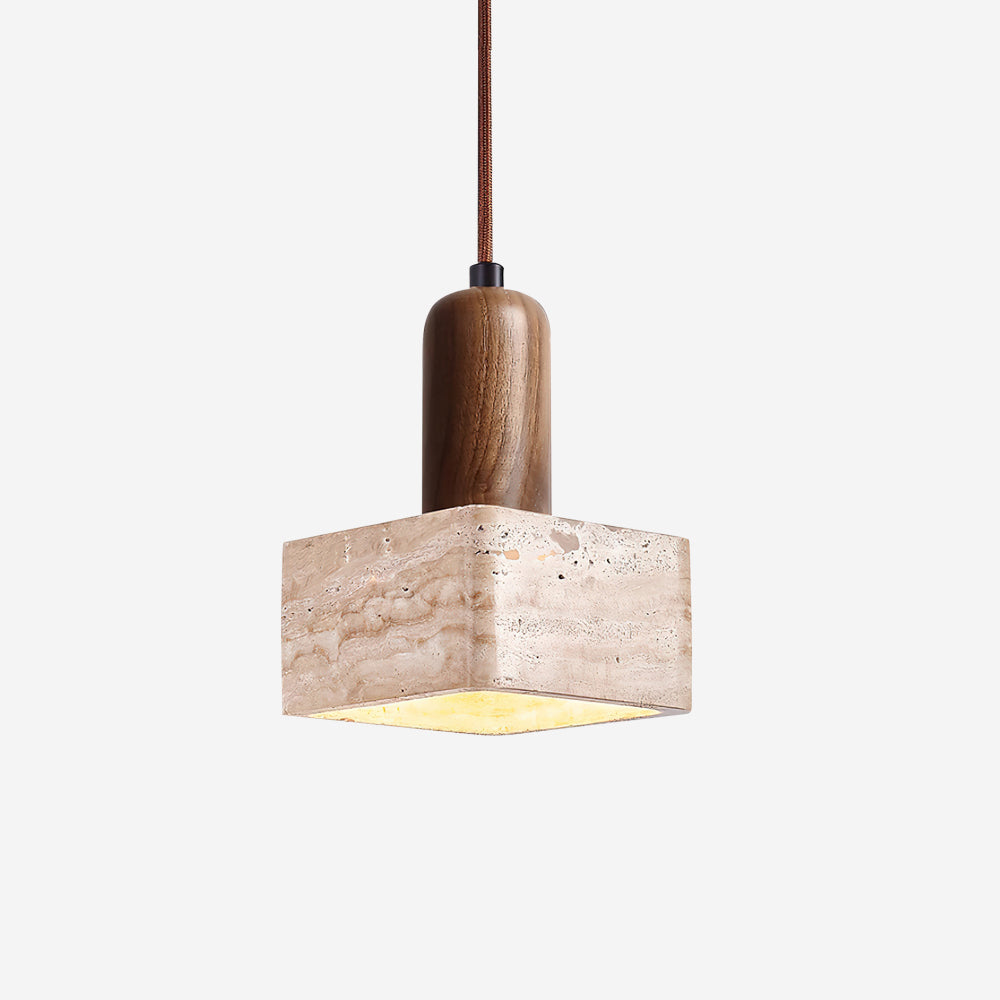 Ritta Square Travertine Pendant Light - Neutralighting