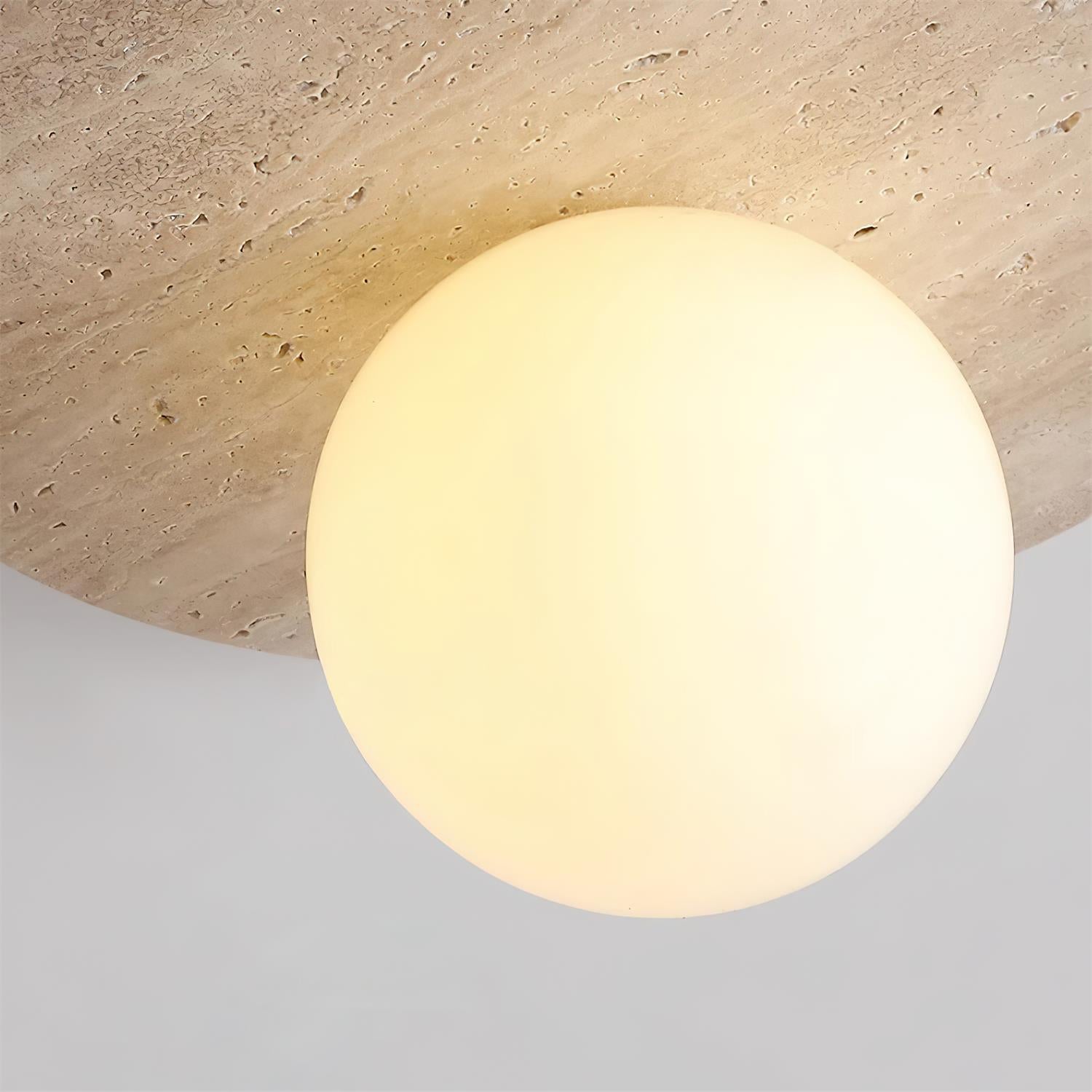 Ceiling Light Travertine Disc with Glass Globe Cozy - Neutralighting