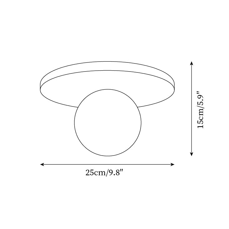 Ceiling Light Travertine Disc with Glass Globe Cozy - Neutralighting