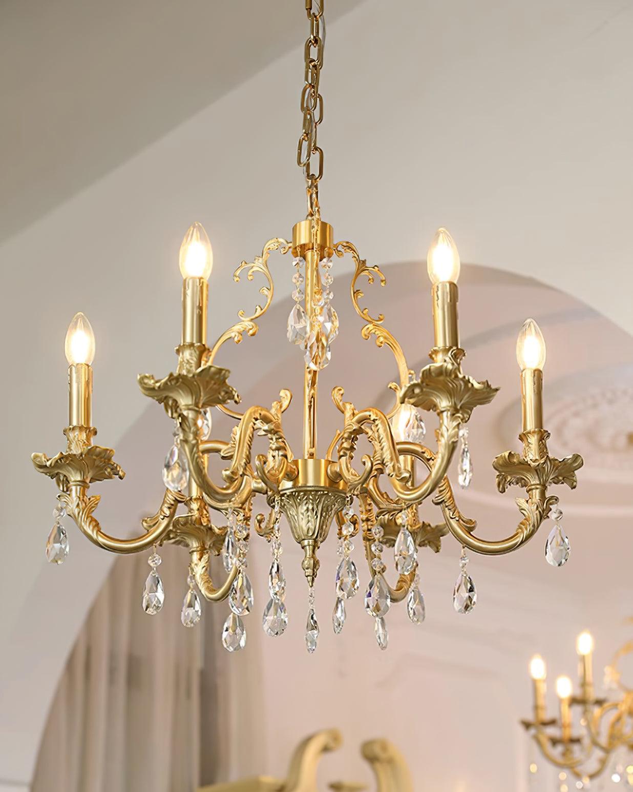 Elvion Classic Brass Crystal Chandelier - Neutralighting