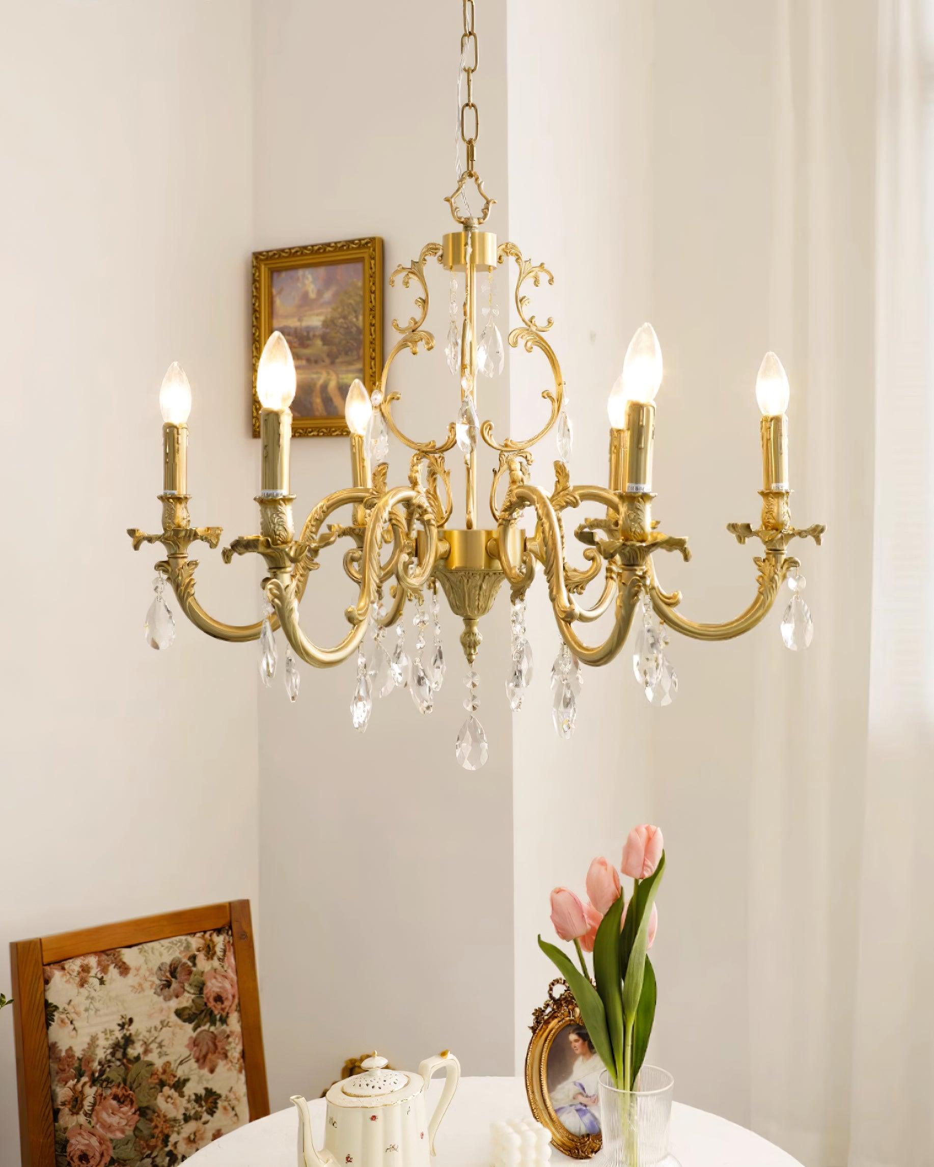 Elvion Classic Brass Crystal Chandelier - Neutralighting
