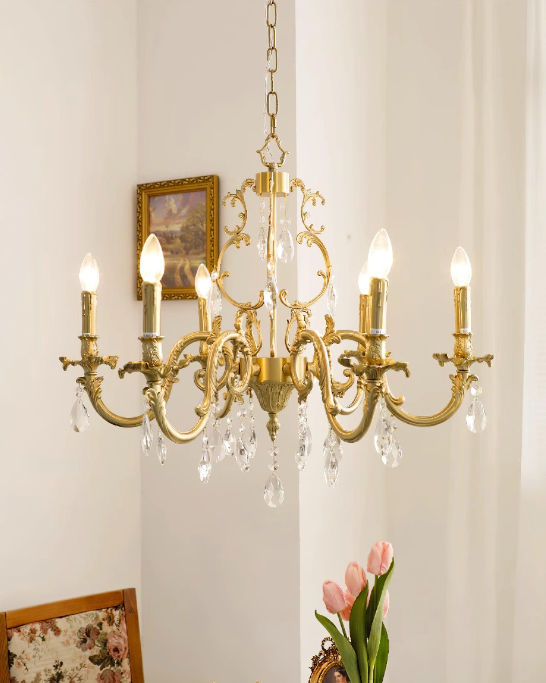 Elvion Classic Brass Crystal Chandelier - Neutralighting
