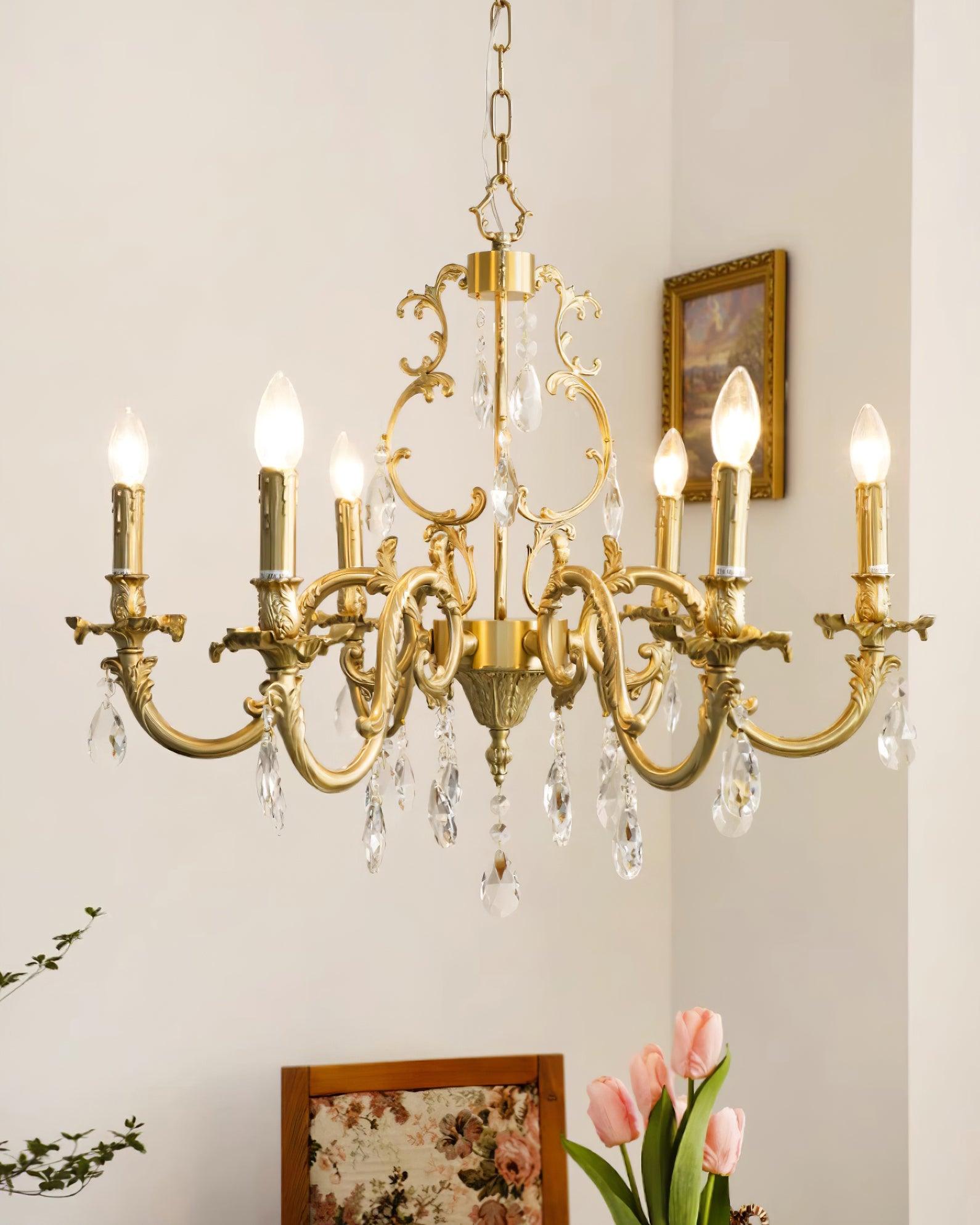 Elvion Classic Brass Crystal Chandelier - Neutralighting